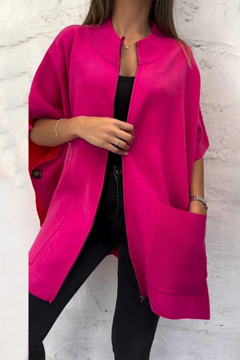 Vêtements d'extérieur décontractés, style streetwear, avec poches, fentes, fermeture éclair et col montant (3 couleurs)