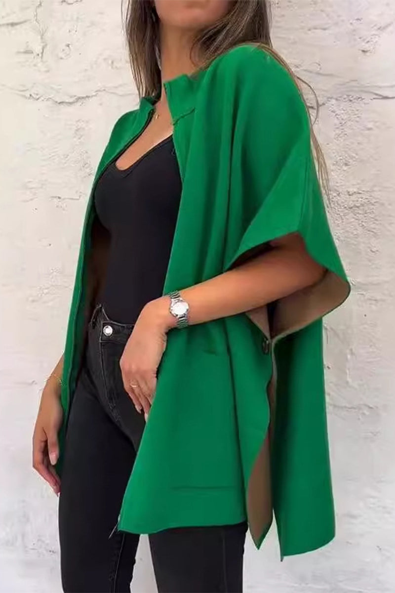 Vêtements d'extérieur décontractés, style streetwear, avec poches, fentes, fermeture éclair et col montant (3 couleurs)