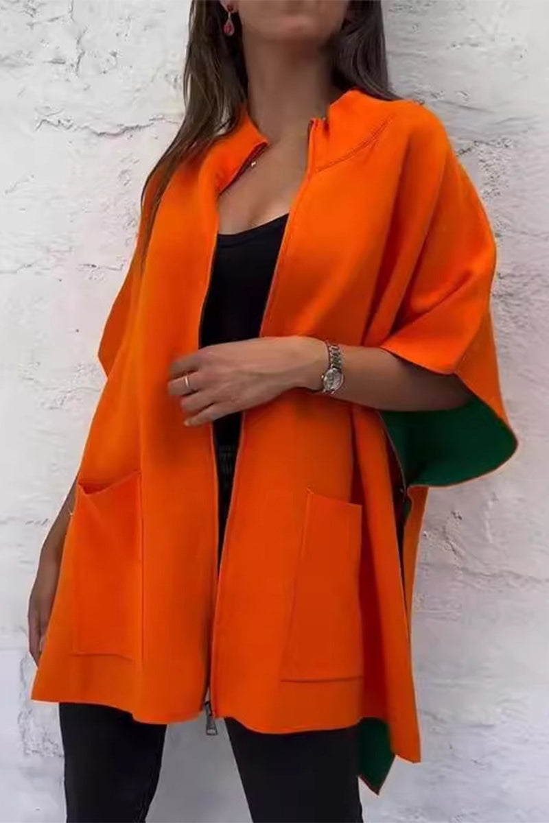 Vêtements d'extérieur décontractés, style streetwear, avec poches, fentes, fermeture éclair et col montant (3 couleurs)