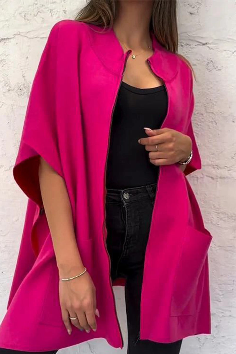 Vêtements d'extérieur décontractés, style streetwear, avec poches, fentes, fermeture éclair et col montant (3 couleurs)