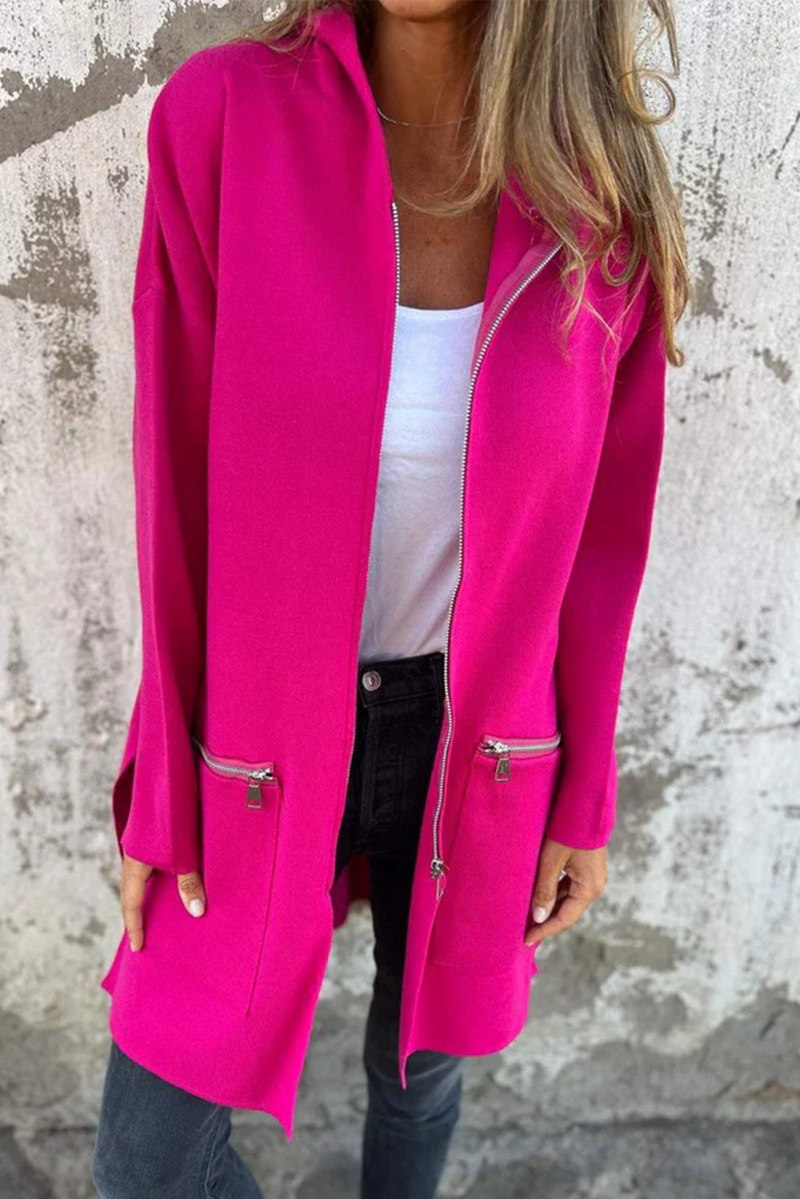 Vêtements d'extérieur à capuche zippés et fendus, style décontracté, pour tous les jours (9 couleurs)