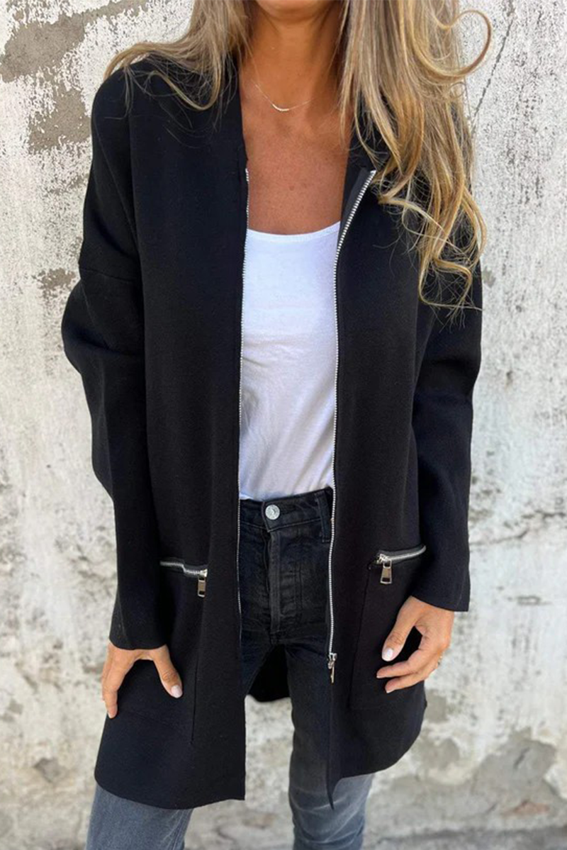 Vêtements d'extérieur à capuche zippés et fendus, style décontracté, pour tous les jours (9 couleurs)