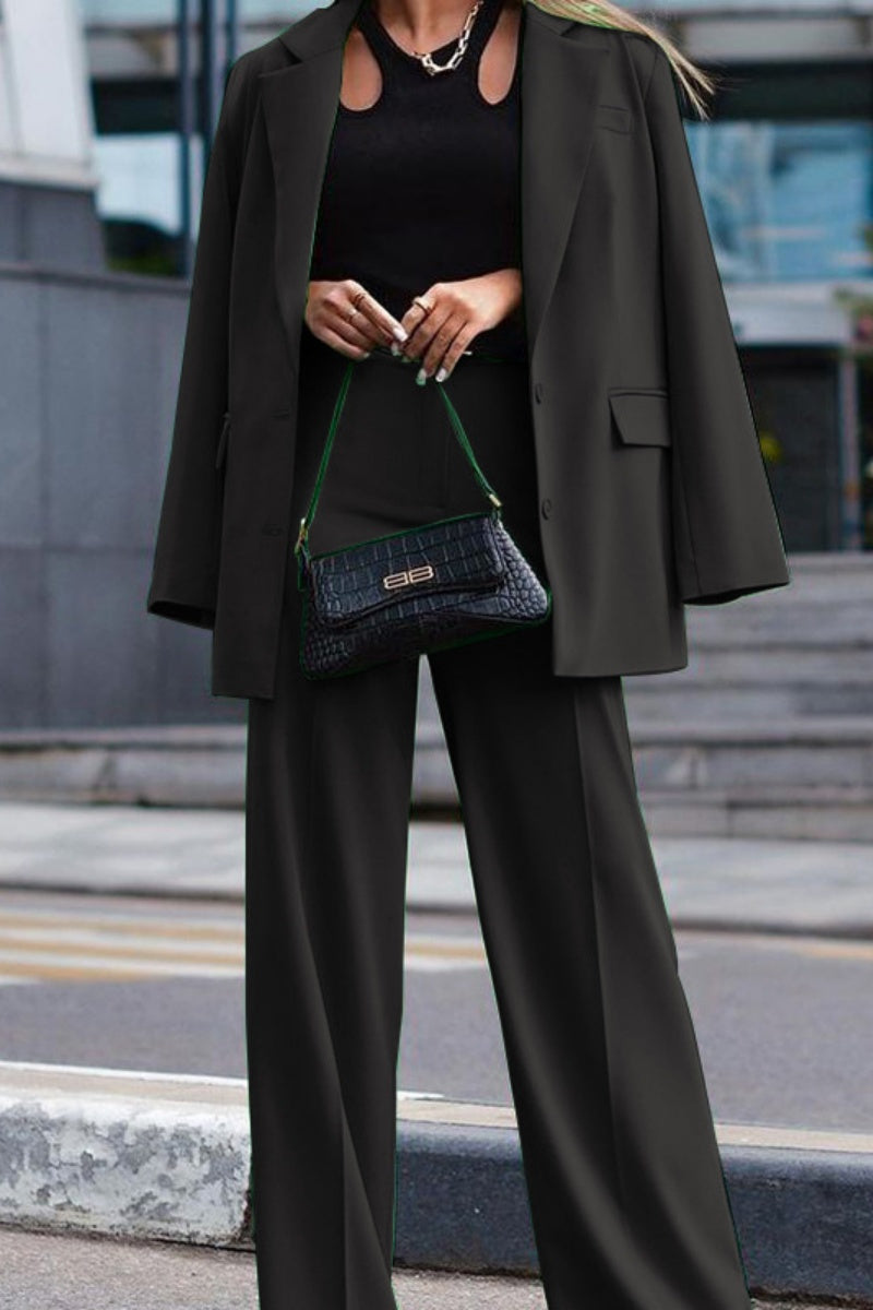 Ensemble deux pièces décontracté à manches longues avec col montant (sans ceinture) (3 couleurs)