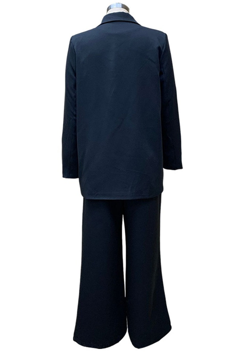 Ensemble deux pièces décontracté à manches longues avec col montant (sans ceinture) (3 couleurs)