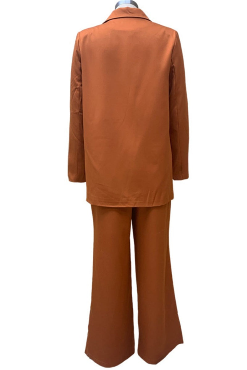 Ensemble deux pièces décontracté à manches longues avec col montant (sans ceinture) (3 couleurs)