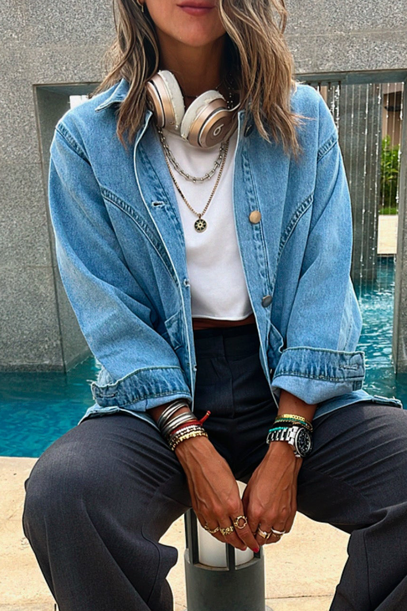 Vêtements d'extérieur décontractés à porter au quotidien, avec poches, boutons et col montant.