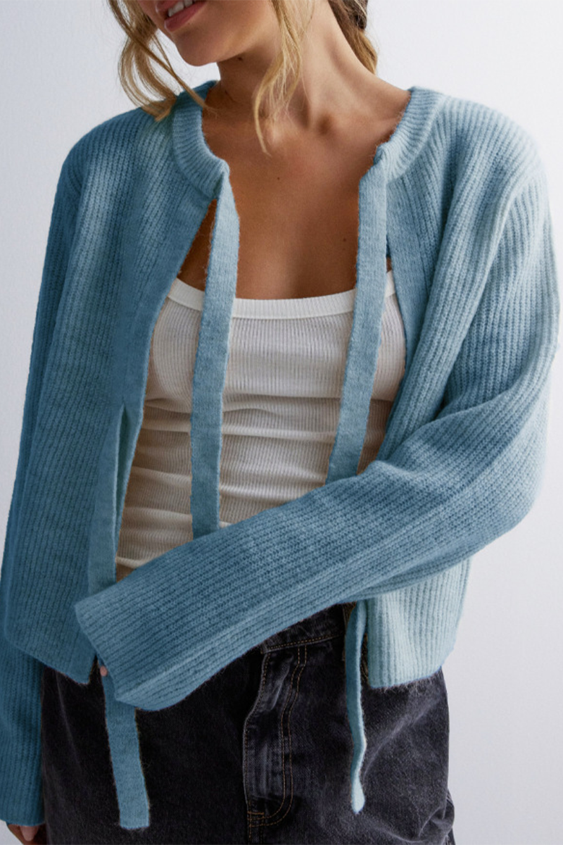 Vêtements d'extérieur décontractés à lacets et col rond (7 couleurs)