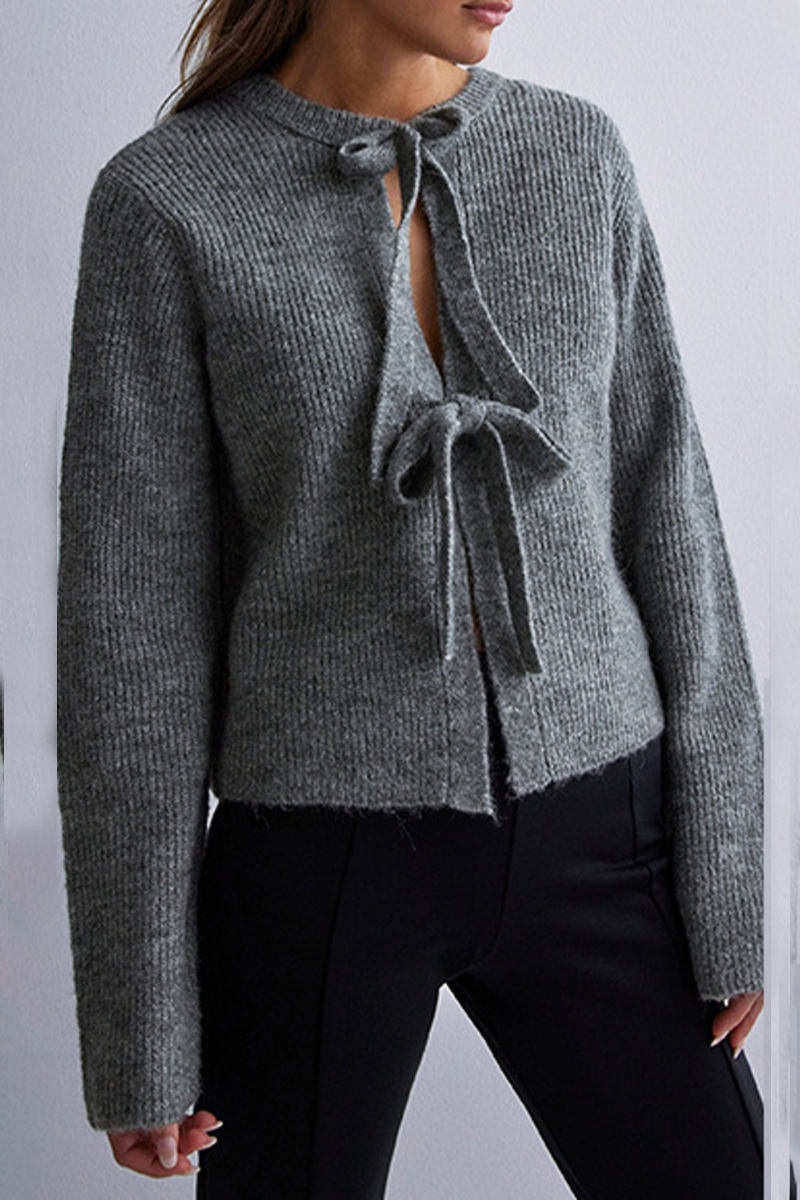 Vêtements d'extérieur décontractés à lacets et col rond (7 couleurs)