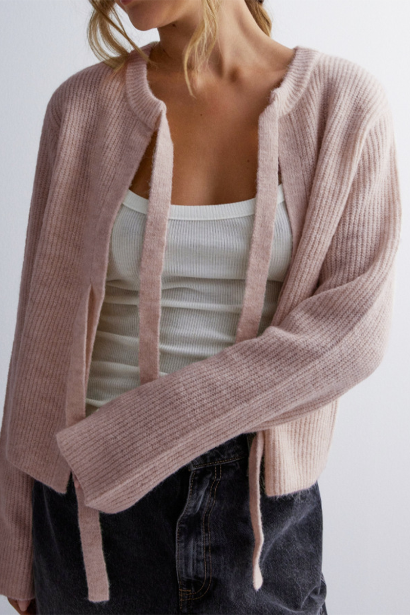 Vêtements d'extérieur décontractés à lacets et col rond (7 couleurs)