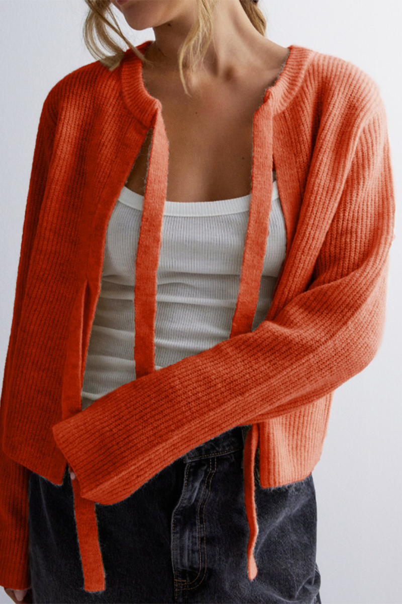 Vêtements d'extérieur décontractés à lacets et col rond (7 couleurs)