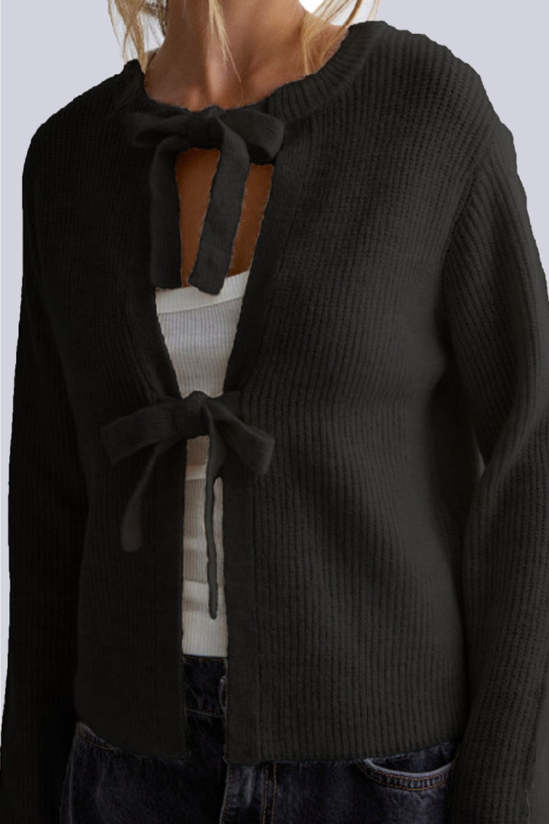 Vêtements d'extérieur décontractés à lacets et col rond (7 couleurs)