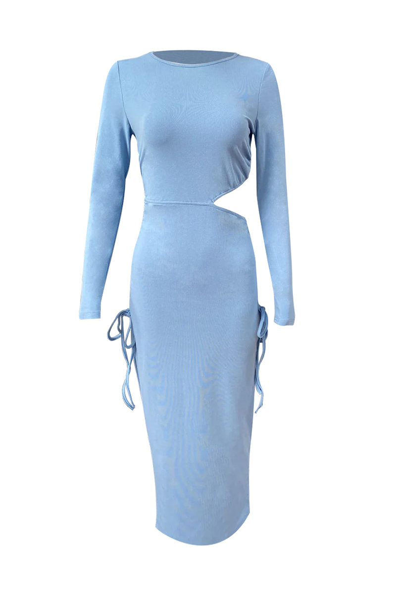 Robes-jupes décontractées du quotidien, décolleté rond, taille ajustable, ajourées.