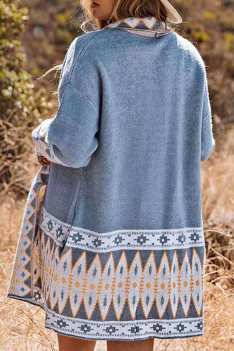 Vêtements d'extérieur décontractés, style streetwear, à manches contrastées, avec poches et col en cardigan, en tissu à motifs.