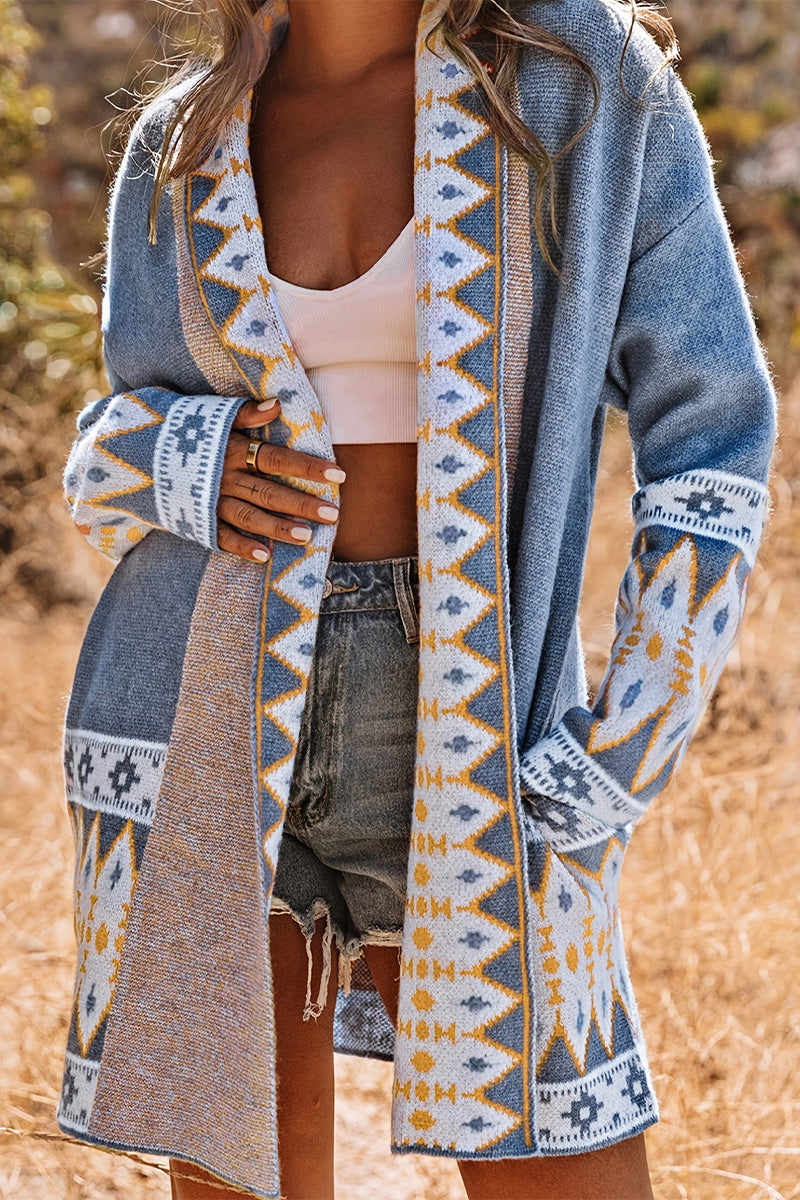 Vêtements d'extérieur décontractés, style streetwear, à manches contrastées, avec poches et col en cardigan, en tissu à motifs.