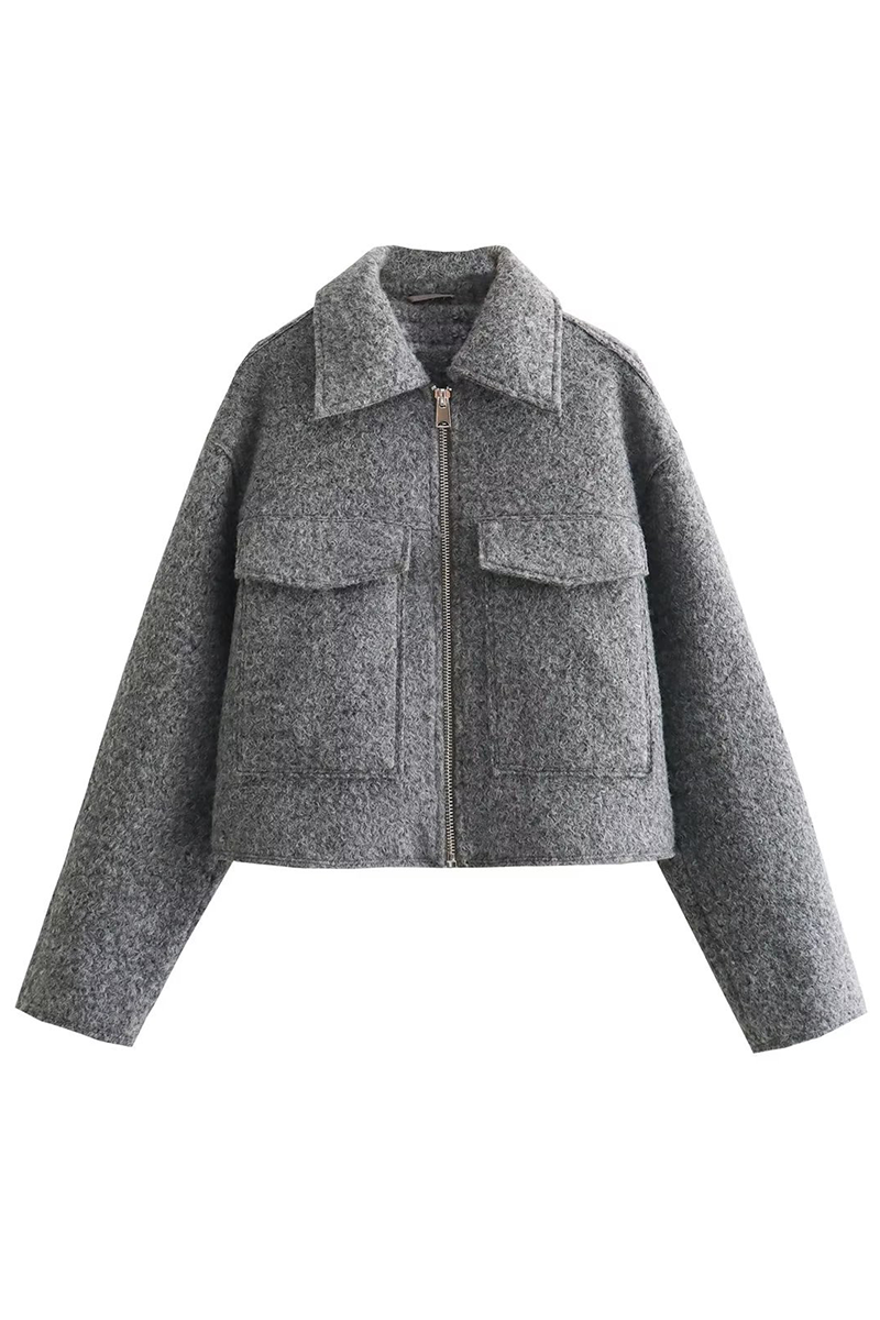 Vêtements d'extérieur décontractés, style streetwear, avec poches, fermeture éclair et col montant.