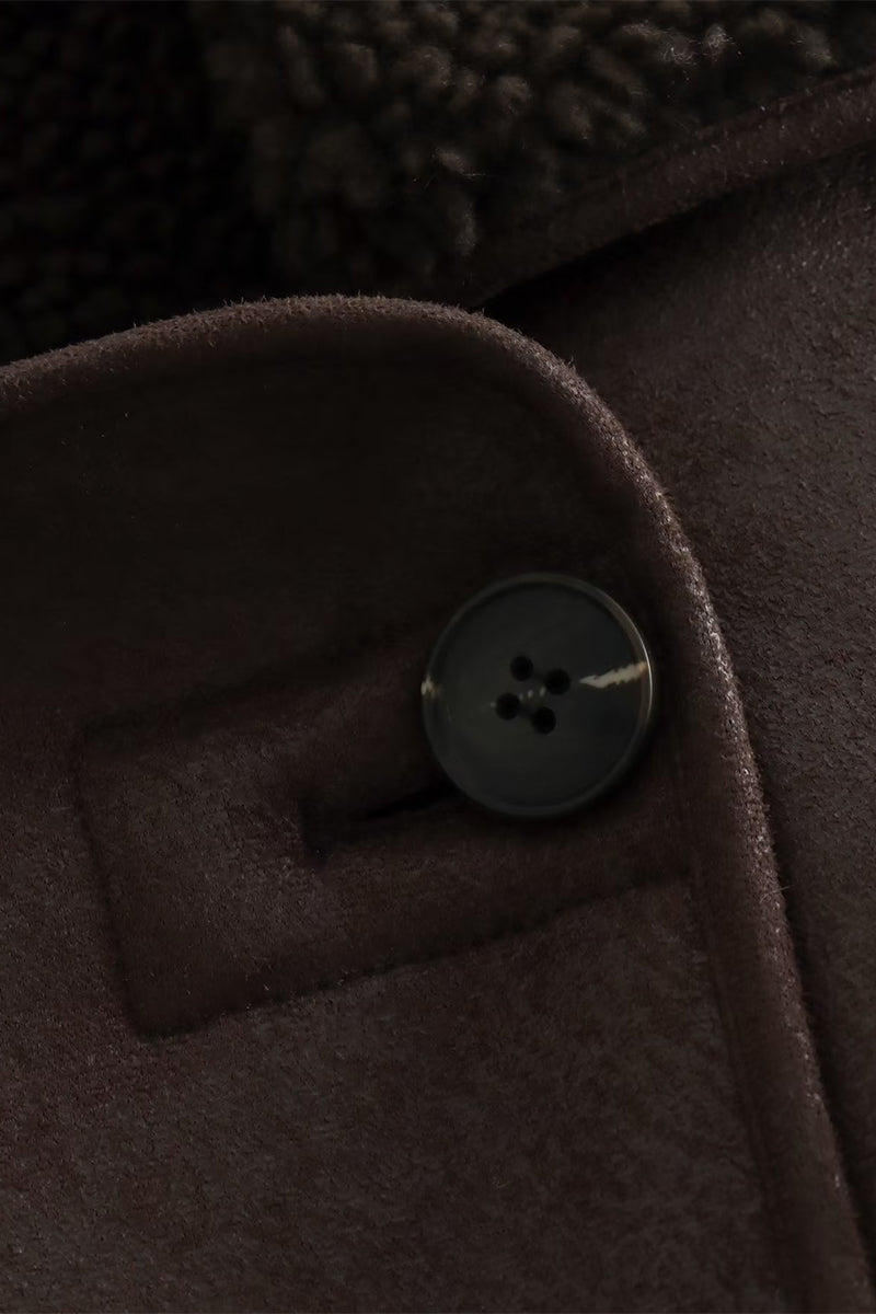 Vêtements d'extérieur décontractés, style streetwear, avec boutons, patchwork, col montant moelleux.