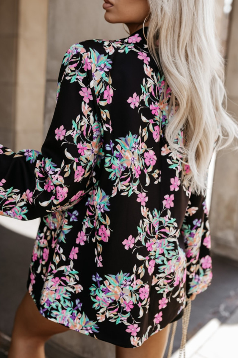 Vêtements d'extérieur décontractés à motifs floraux et léopard, à lacets et col montant (3 couleurs)