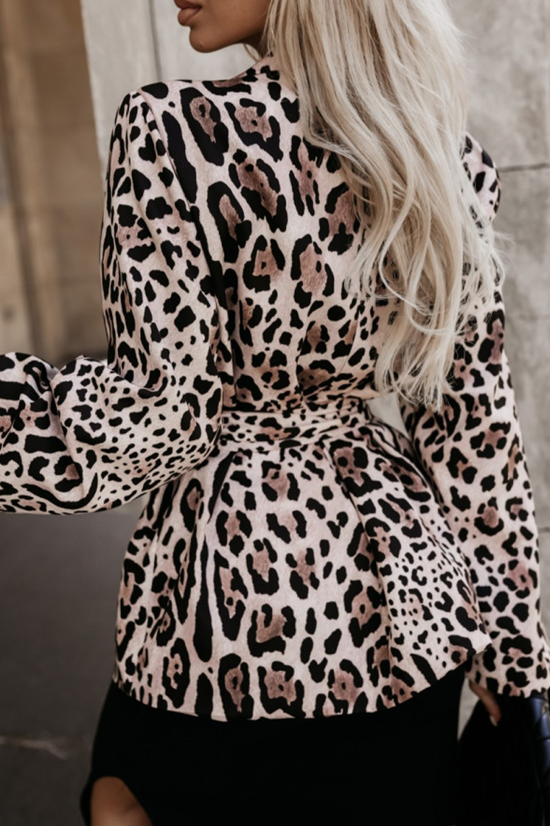 Vêtements d'extérieur décontractés à motifs floraux et léopard, à lacets et col montant (3 couleurs)