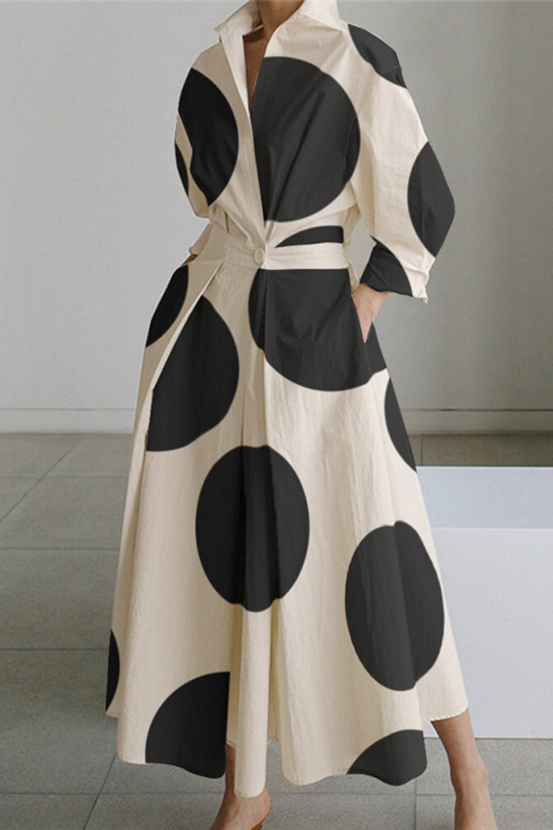 Robes longues décontractées à imprimé, à boutons et col montant.