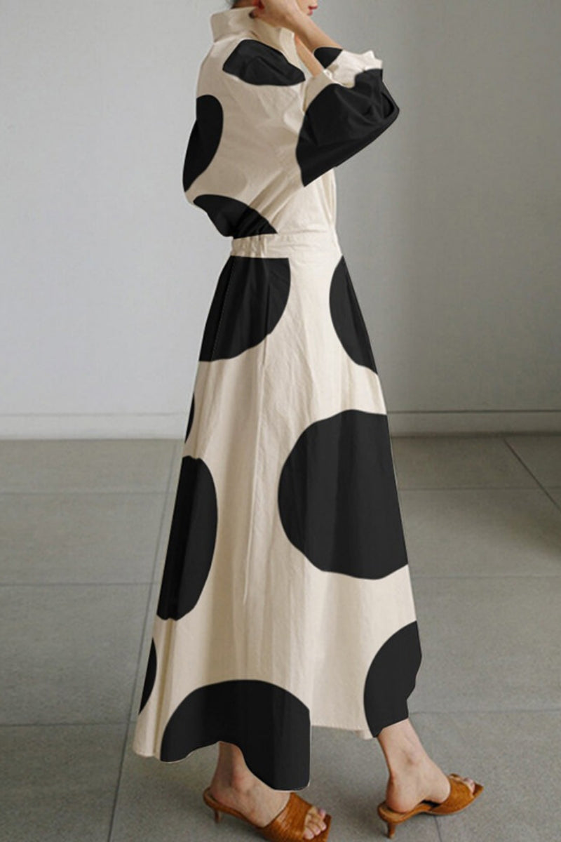 Robes longues décontractées à imprimé, à boutons et col montant.