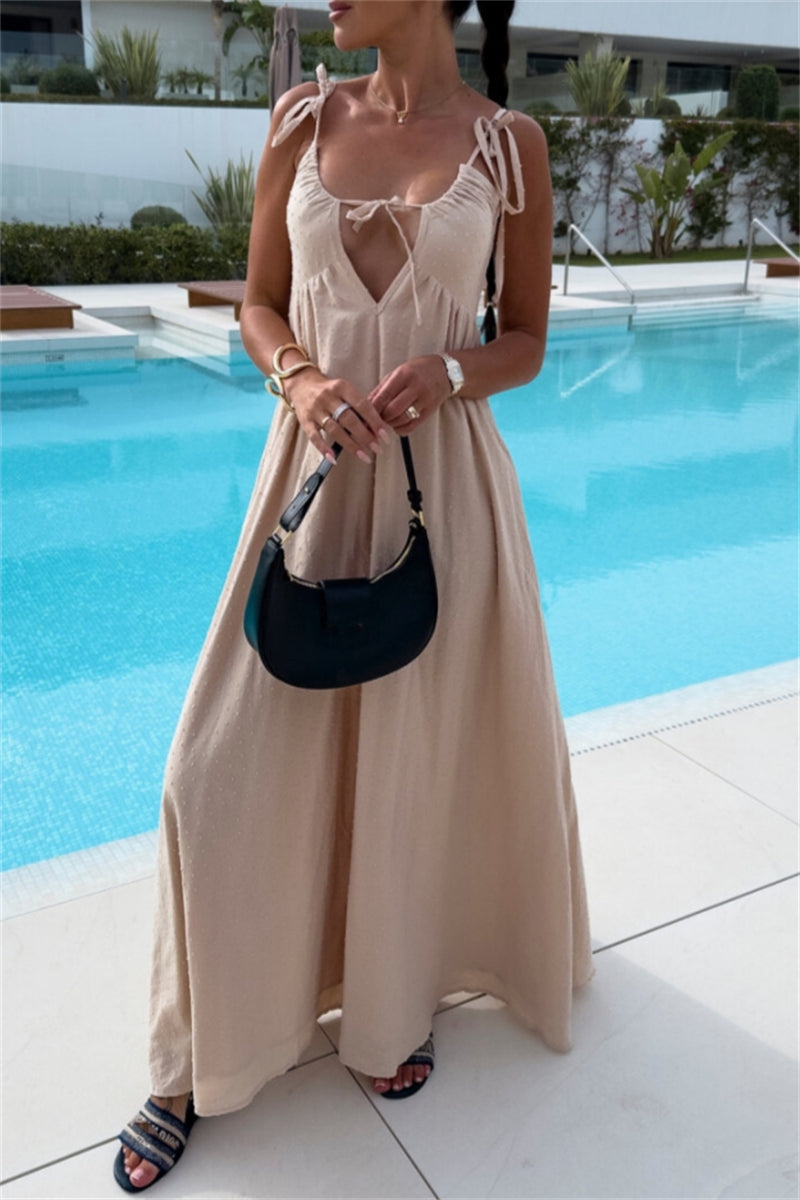 Robes longues sexy de vacances, dos nu, avec ceinture et col montant (4 couleurs)