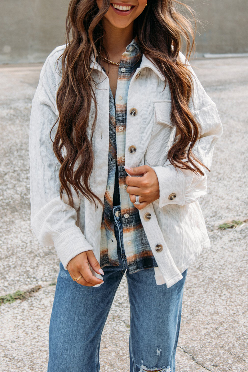 Vêtements d'extérieur décontractés, style streetwear, avec poches, boutons, texture et col montant (4 couleurs)