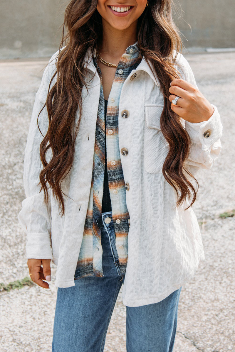 Vêtements d'extérieur décontractés, style streetwear, avec poches, boutons, texture et col montant (4 couleurs)