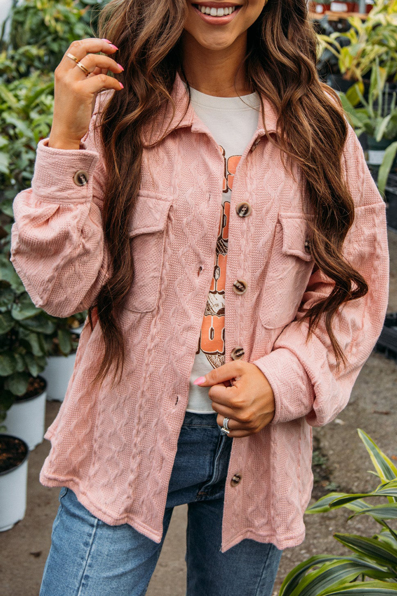 Vêtements d'extérieur décontractés, style streetwear, avec poches, boutons, texture et col montant (4 couleurs)