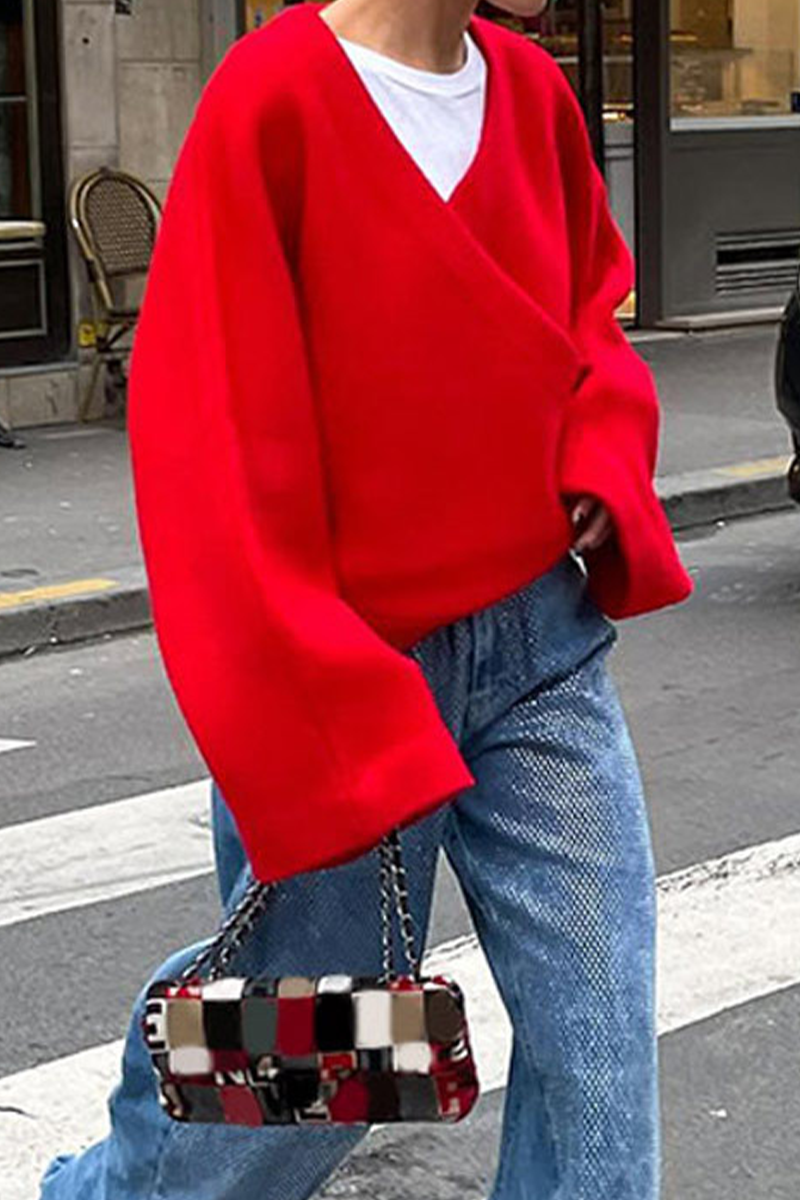 Vêtements d'extérieur décontractés, style streetwear, col en V, couleur unie.