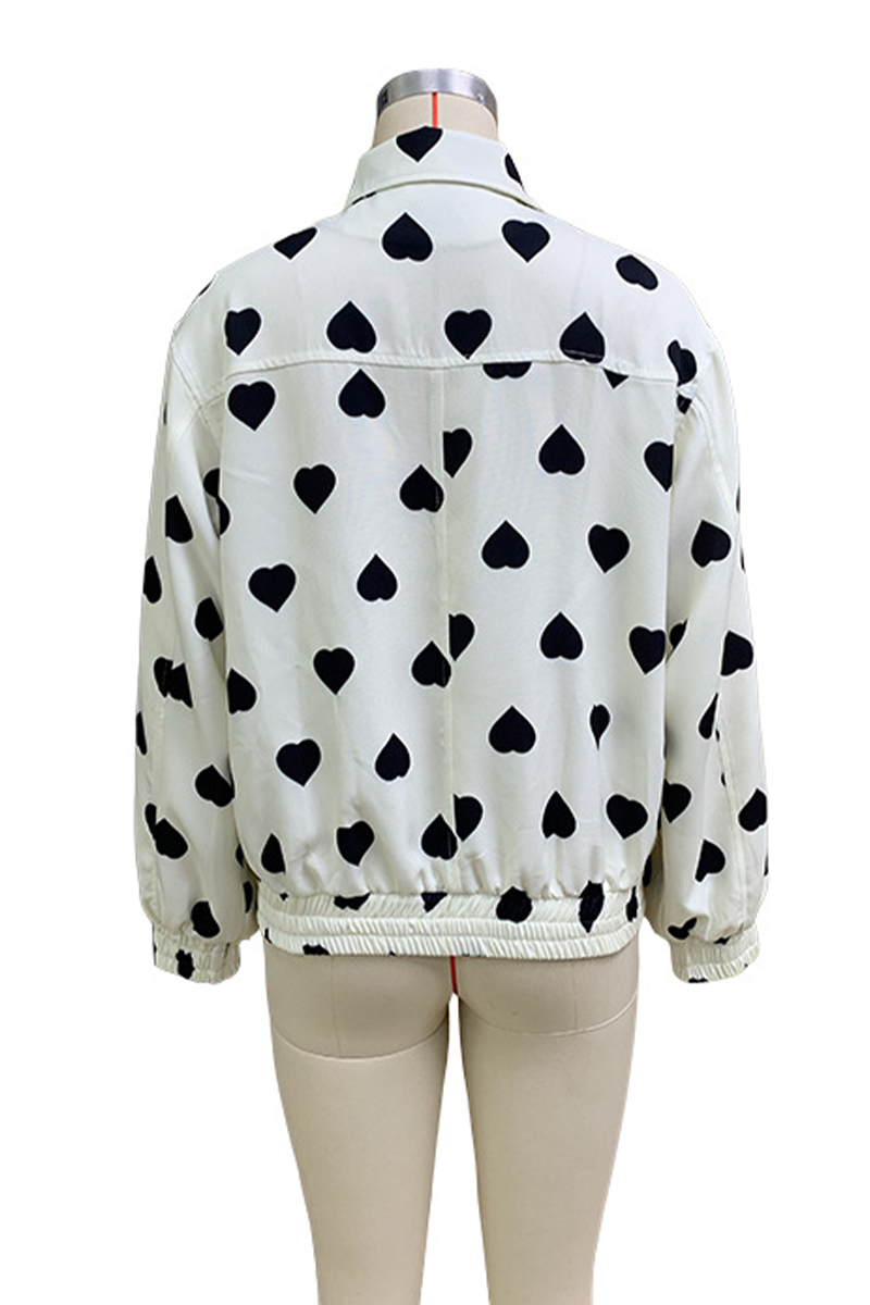 Vêtements d'extérieur décontractés, style streetwear, imprimé patchwork, col rond, fermeture éclair.