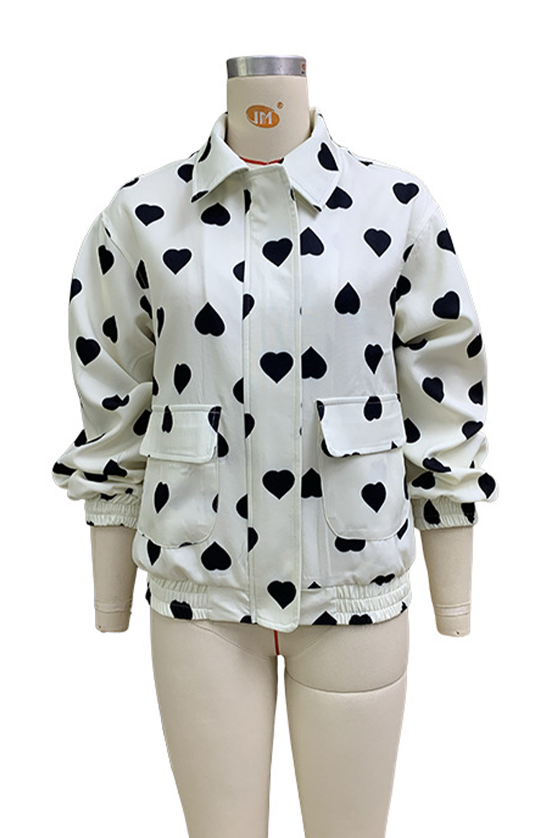 Vêtements d'extérieur décontractés, style streetwear, imprimé patchwork, col rond, fermeture éclair.