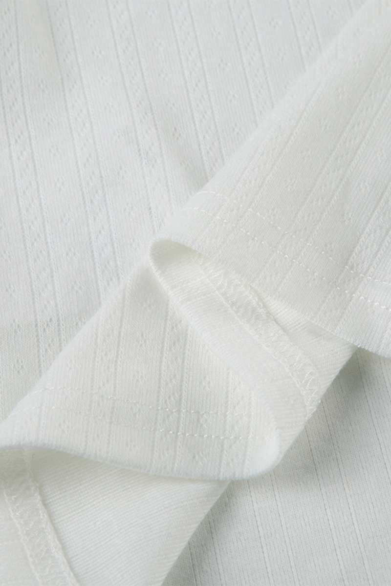 Ensemble deux pièces décontracté, quotidien, ajouré, boutons, col rond, manches longues.