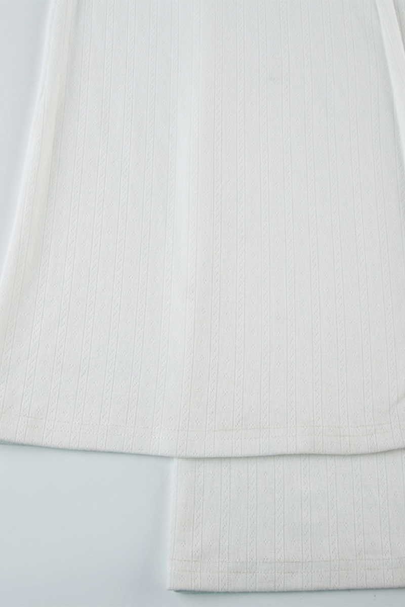 Ensemble deux pièces décontracté, quotidien, ajouré, boutons, col rond, manches longues.