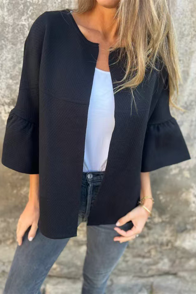 Vêtements d'extérieur à volants, couleur unie, pour tous les jours (3 couleurs)