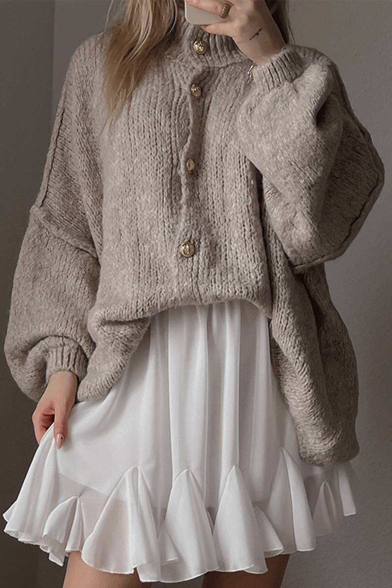 Vêtements d'extérieur décontractés à boutons et col rond (5 couleurs)