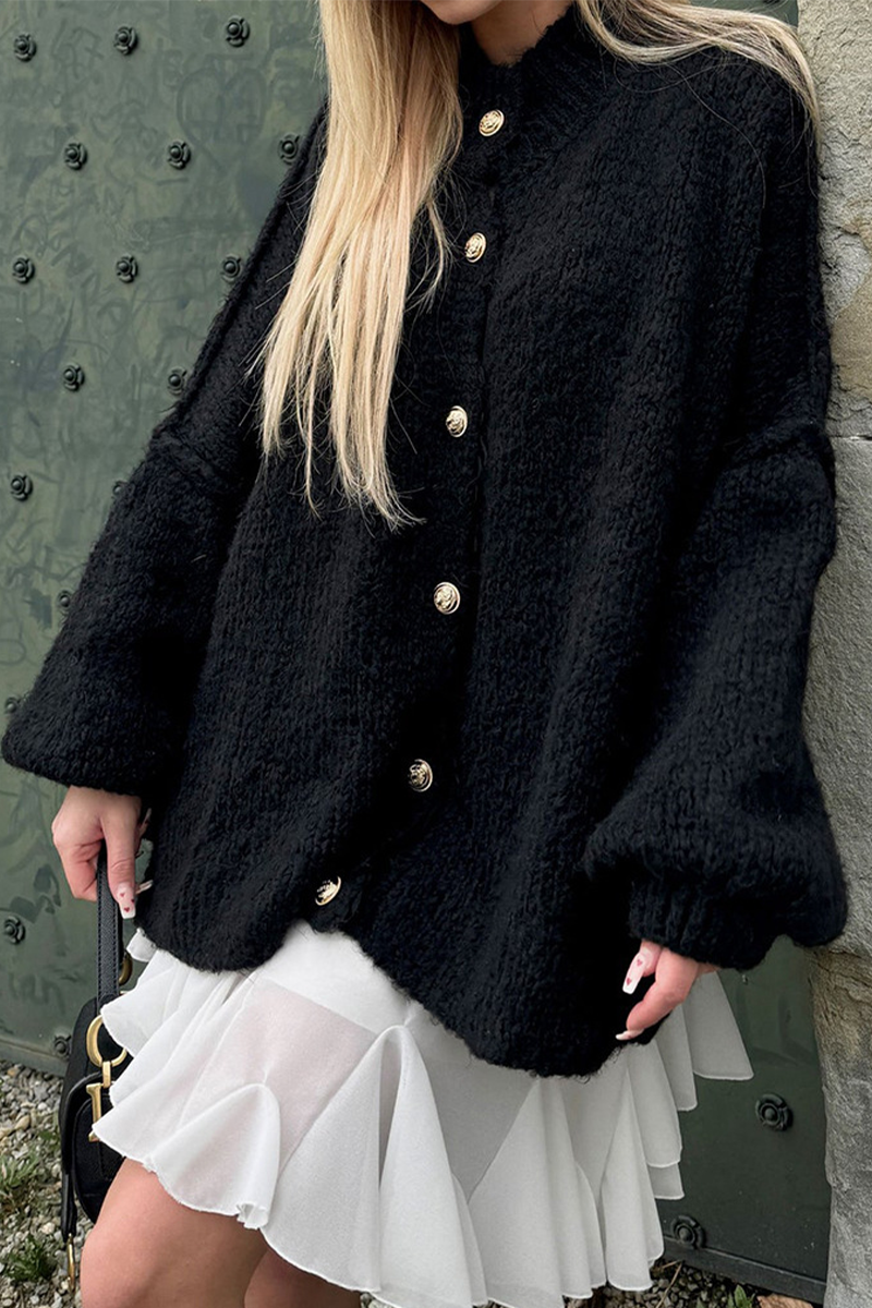 Vêtements d'extérieur décontractés à boutons et col rond (5 couleurs)