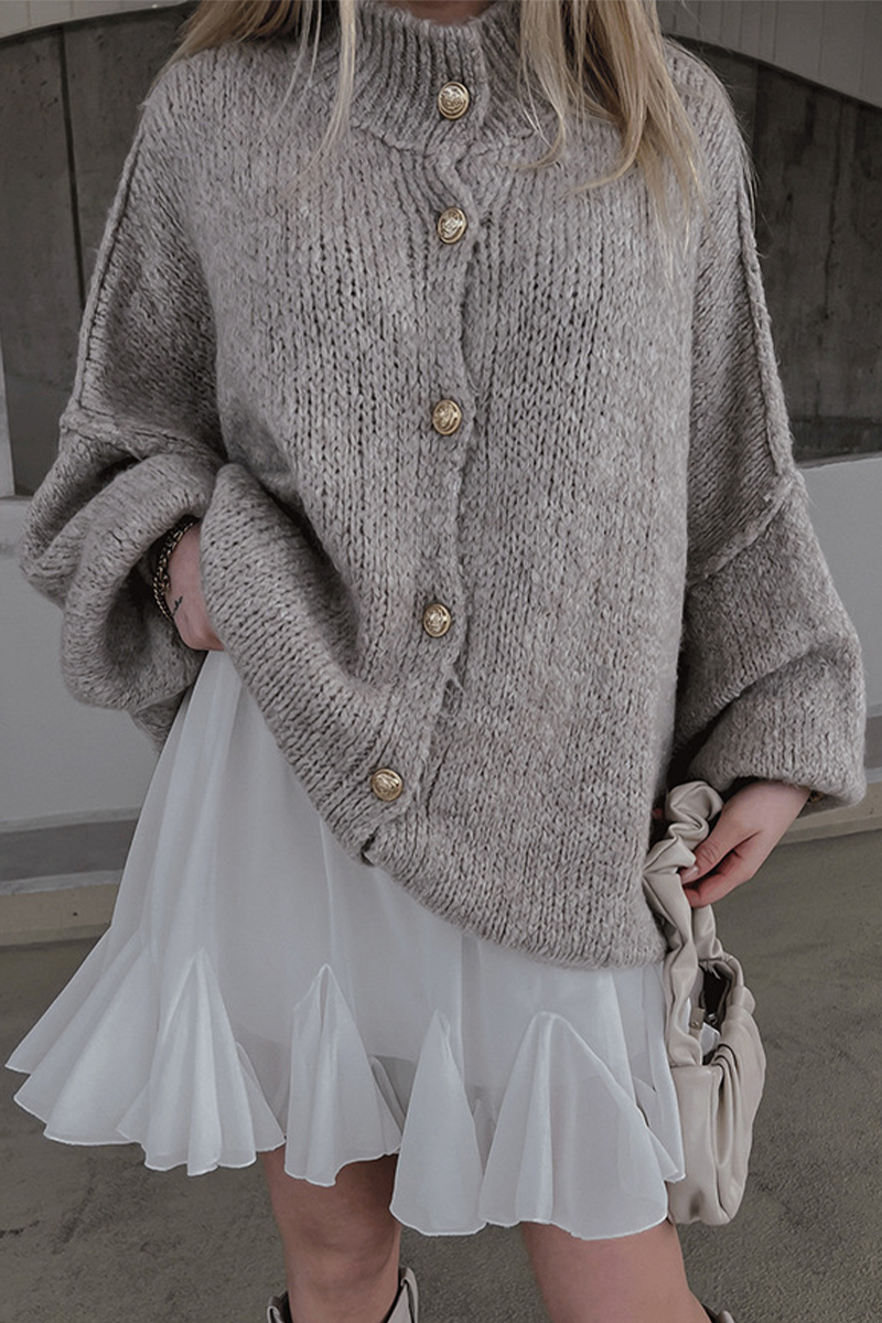 Vêtements d'extérieur décontractés à boutons et col rond (5 couleurs)