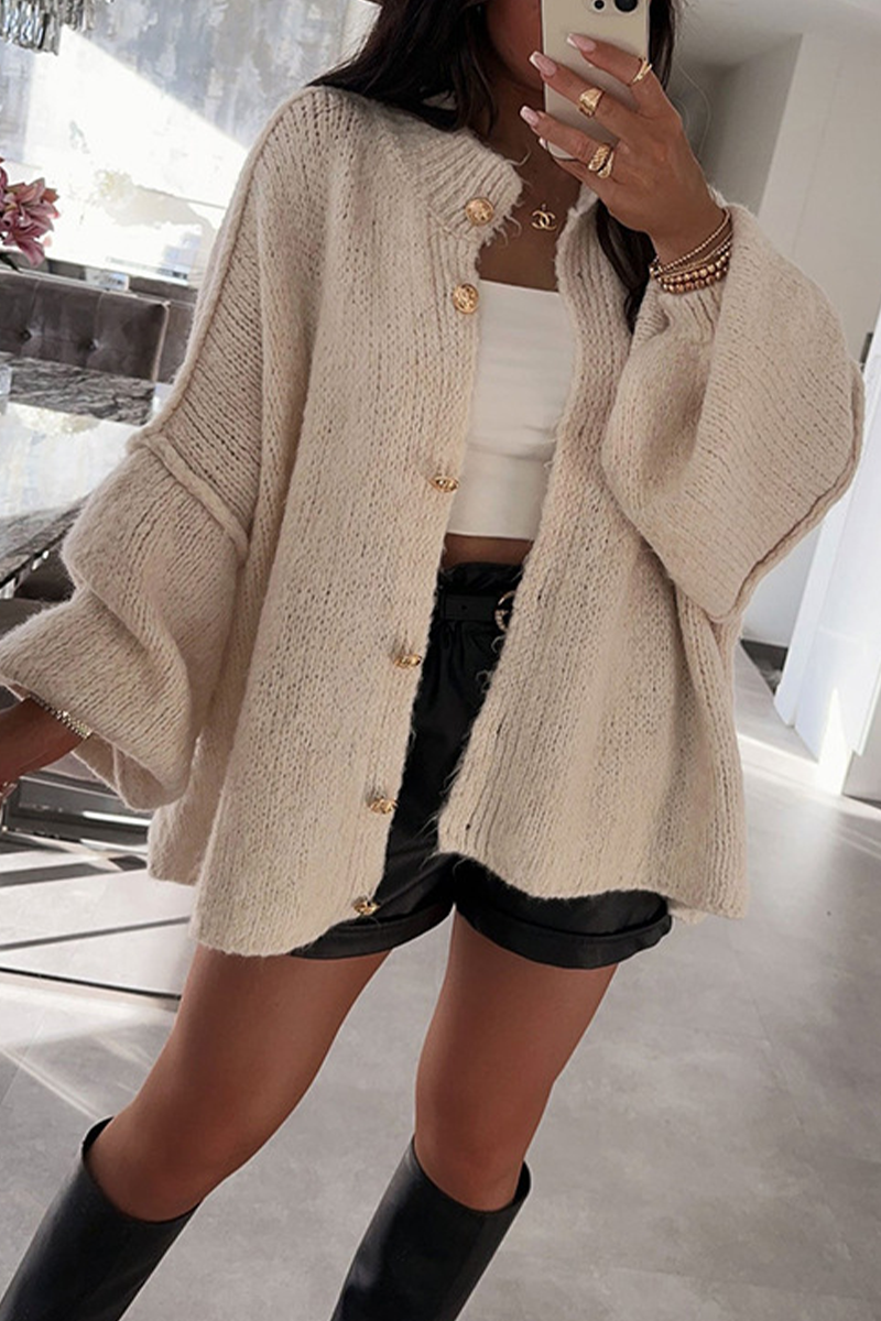 Vêtements d'extérieur décontractés à boutons et col rond (5 couleurs)