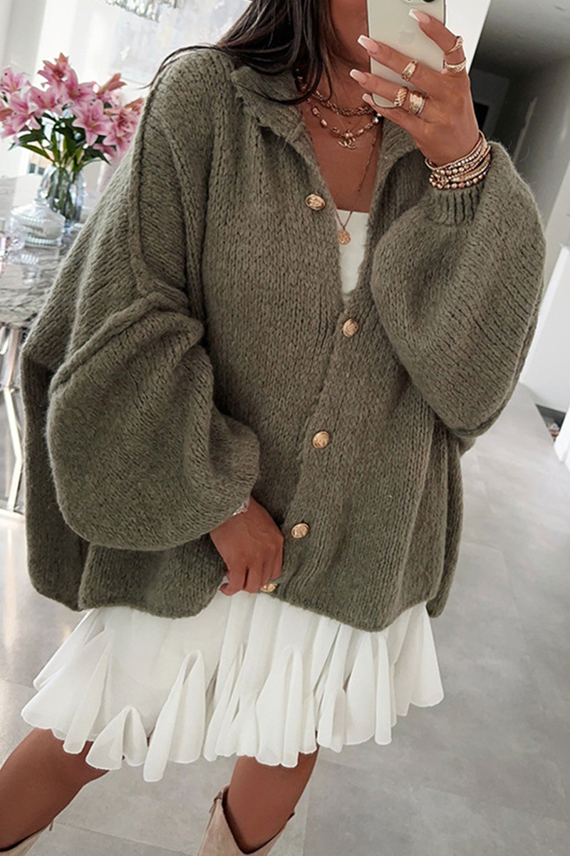 Vêtements d'extérieur décontractés à boutons et col rond (5 couleurs)