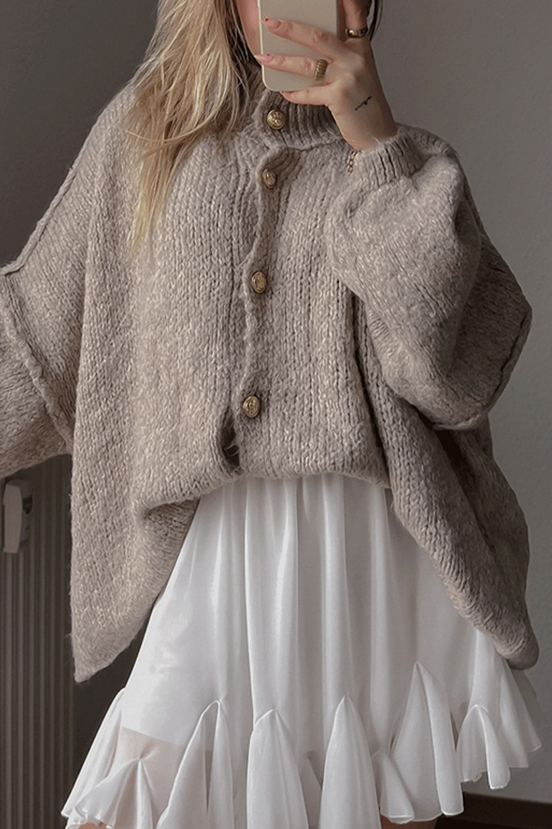 Vêtements d'extérieur décontractés à boutons et col rond (5 couleurs)