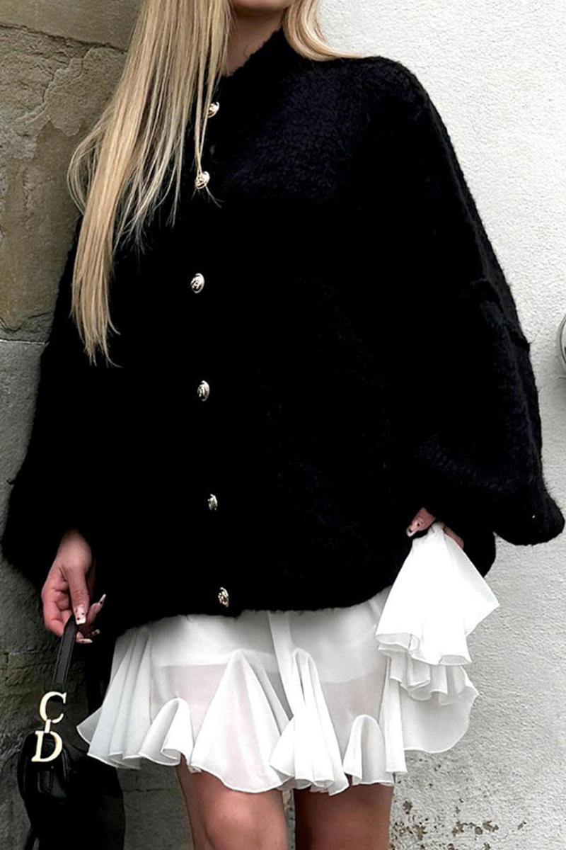 Vêtements d'extérieur décontractés à boutons et col rond (5 couleurs)