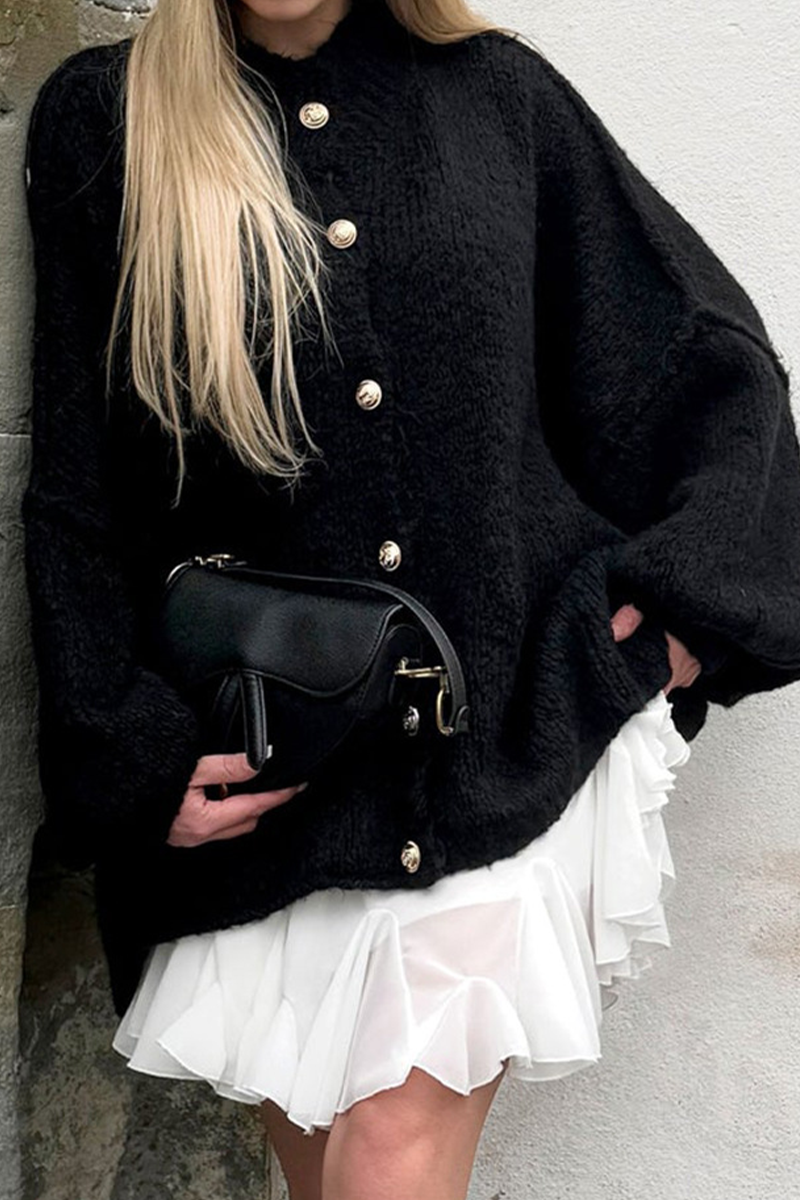 Vêtements d'extérieur décontractés à boutons et col rond (5 couleurs)