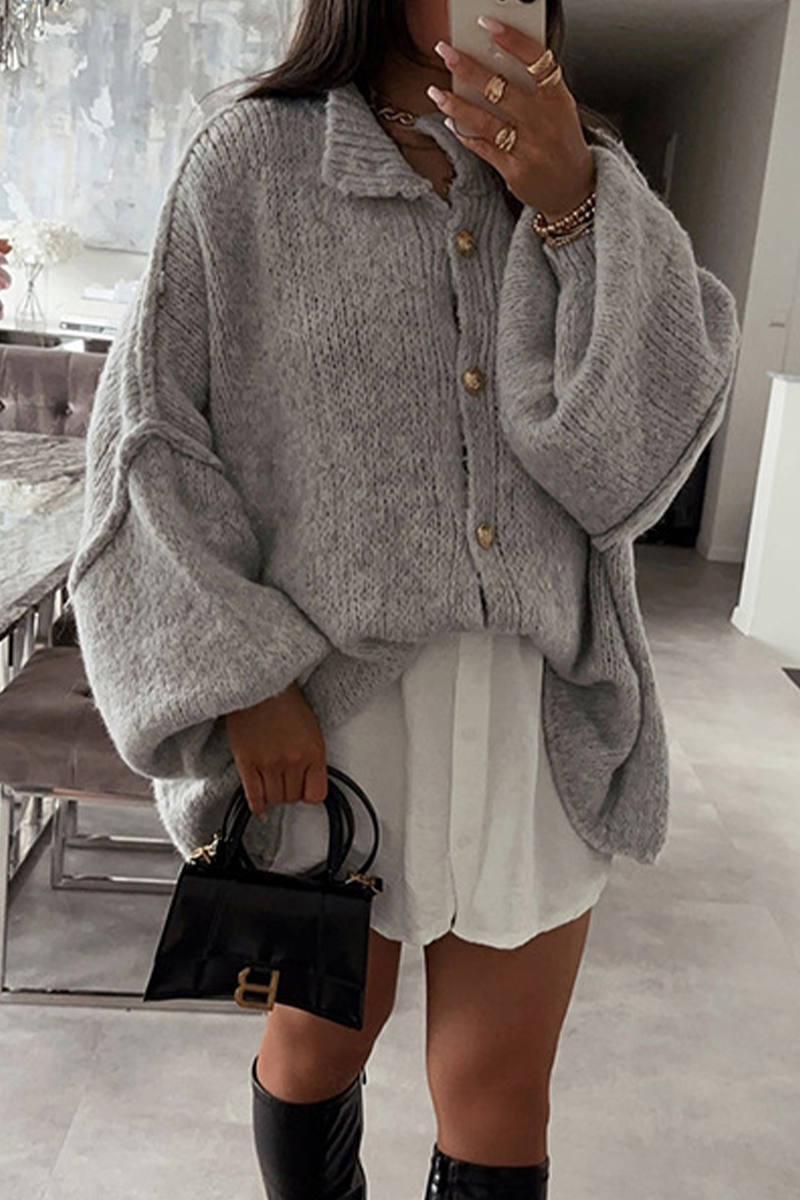 Vêtements d'extérieur décontractés à boutons et col rond (5 couleurs)