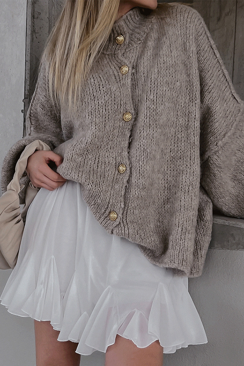 Vêtements d'extérieur décontractés à boutons et col rond (5 couleurs)