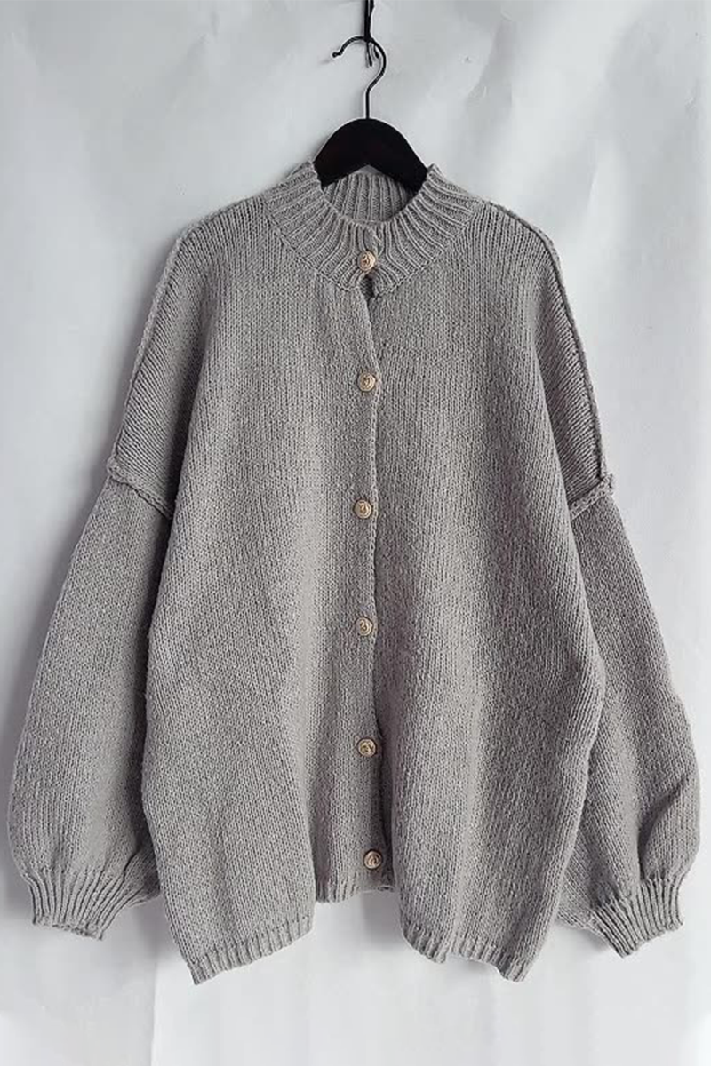 Vêtements d'extérieur décontractés à boutons et col rond (5 couleurs)