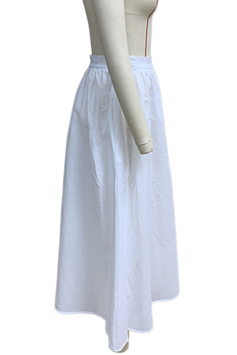 Casual Daily Pocket Buttons Loose High Waist Type A Bottoms