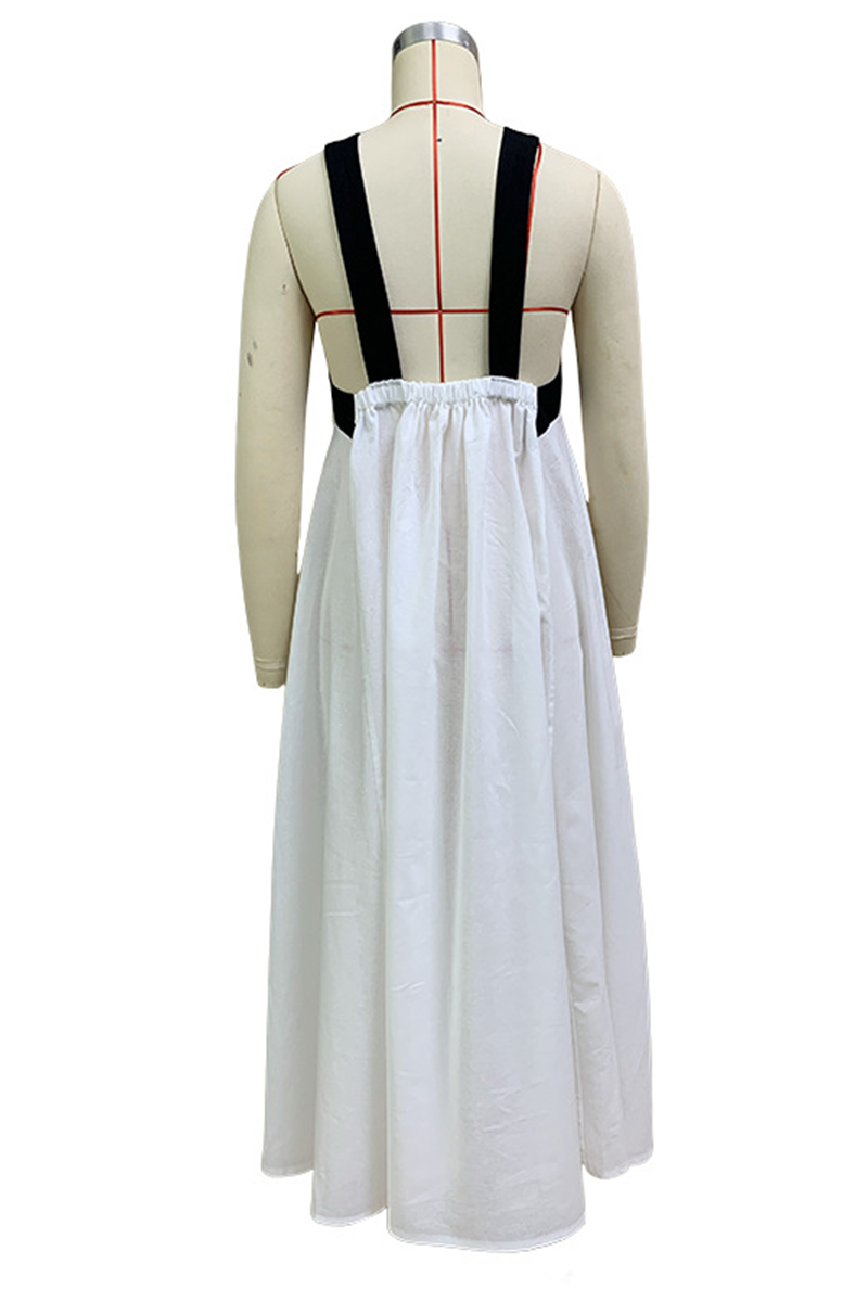 Robes décontractées en patchwork, col en V, avec bretelles contrastées.