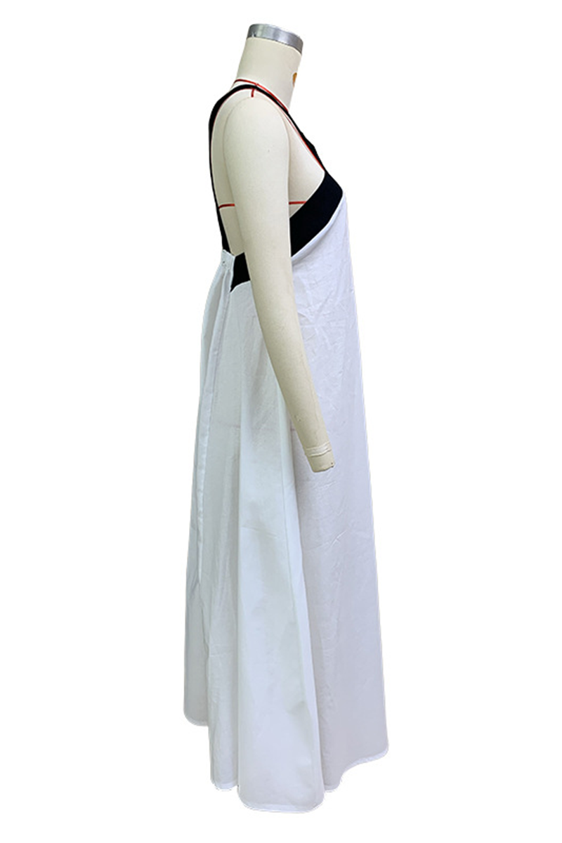 Robes décontractées en patchwork, col en V, avec bretelles contrastées.