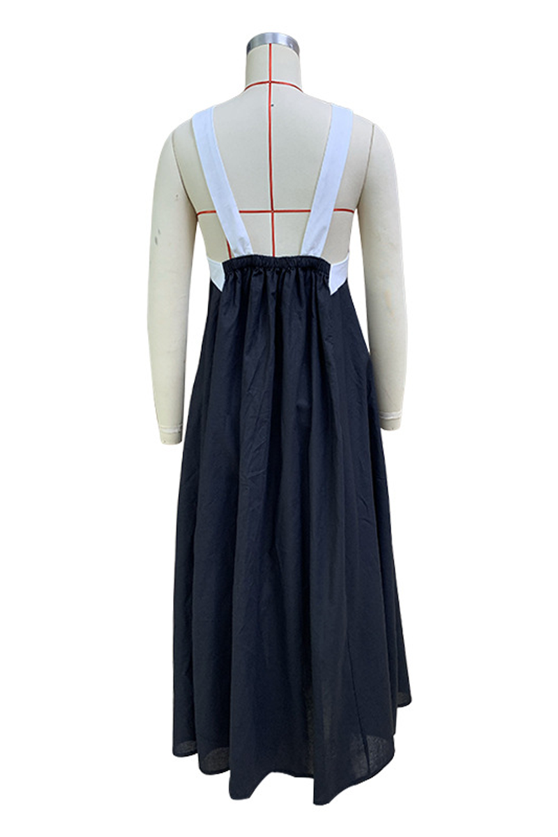 Robes décontractées en patchwork, col en V, avec bretelles contrastées.