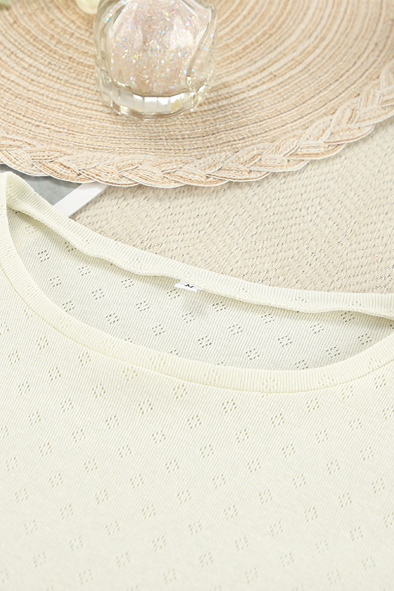 Casual Hollow Out O Neck Long Sleeve Two Pieces(3 Colors)